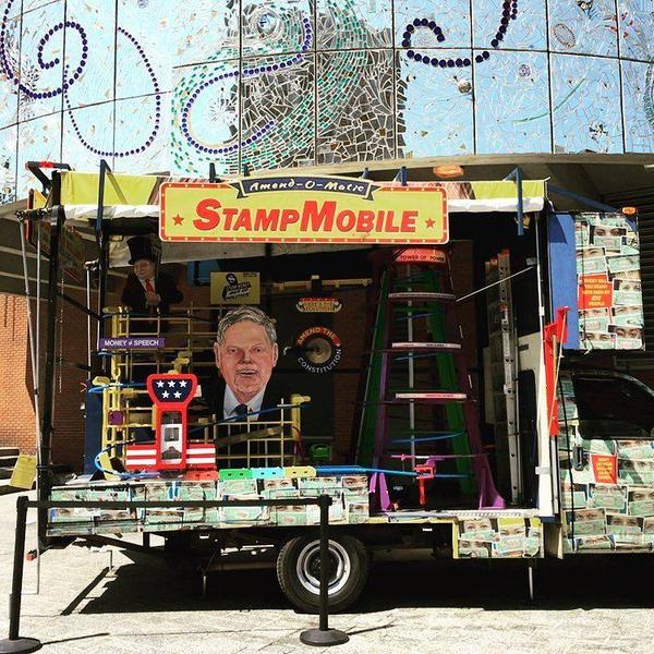 Stamp Mobile to stamp big money out of politics at the American Visionary Art Museum.